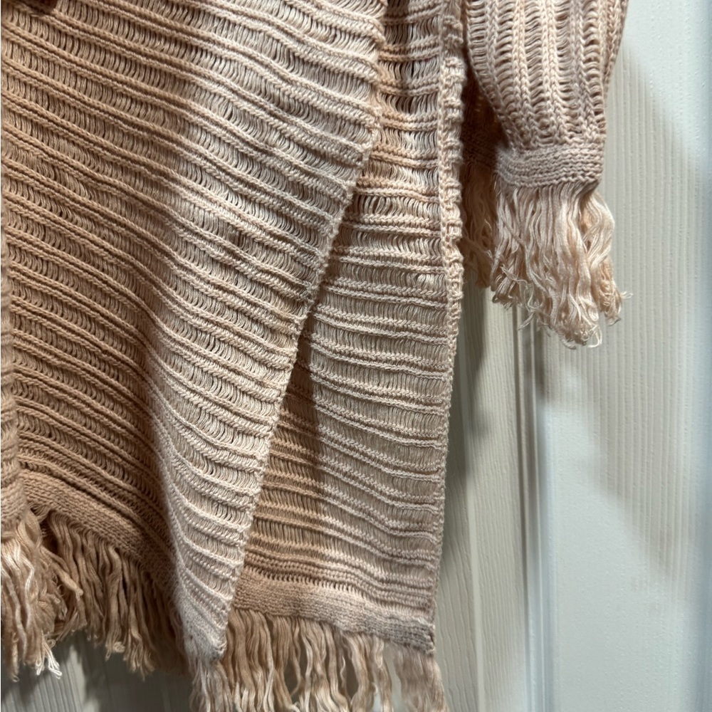 Anthropologie Pink Crew Neck Sweater with Boho Fringe - Picture 5 of 8